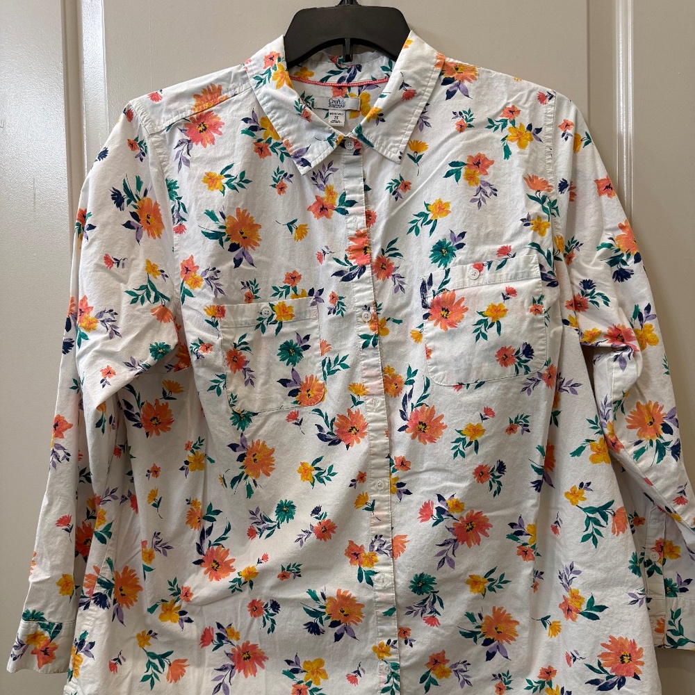 Croft & Barrow Women's White / Floral size 2x button down